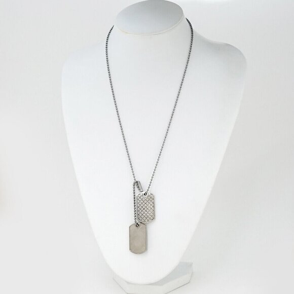 GUCCI Double dog tags ball chain Necklace 23" Silver 925 Auth w/Box #20240 - Picture 1 of 11